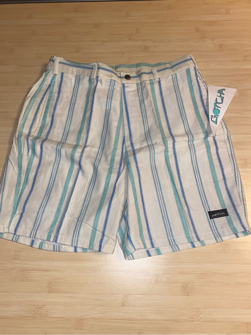 NWT Gotcha Shorts Mens 34 Surf Skate 1990’s Vintage Retro Striped Blue White